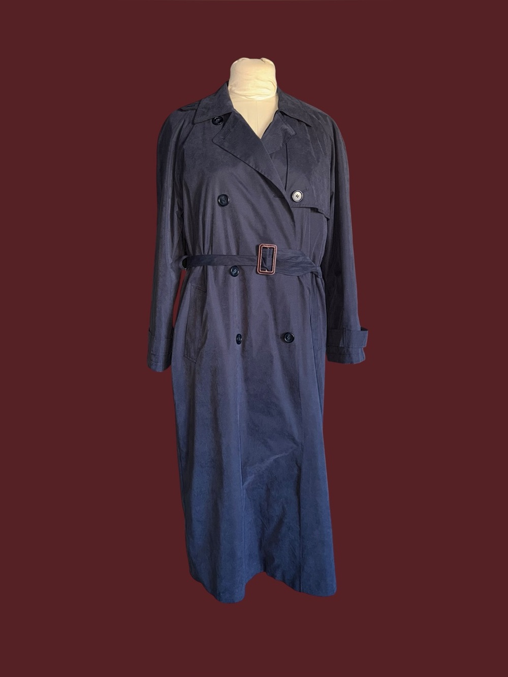 Vintage St Michael Marks & Spencer Navy Lined Trench Coat UK Size 12 Euro 40